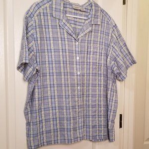 Classic Elements Woman Casual Blue Plaid w/Flowers Button-up Front Size 22W